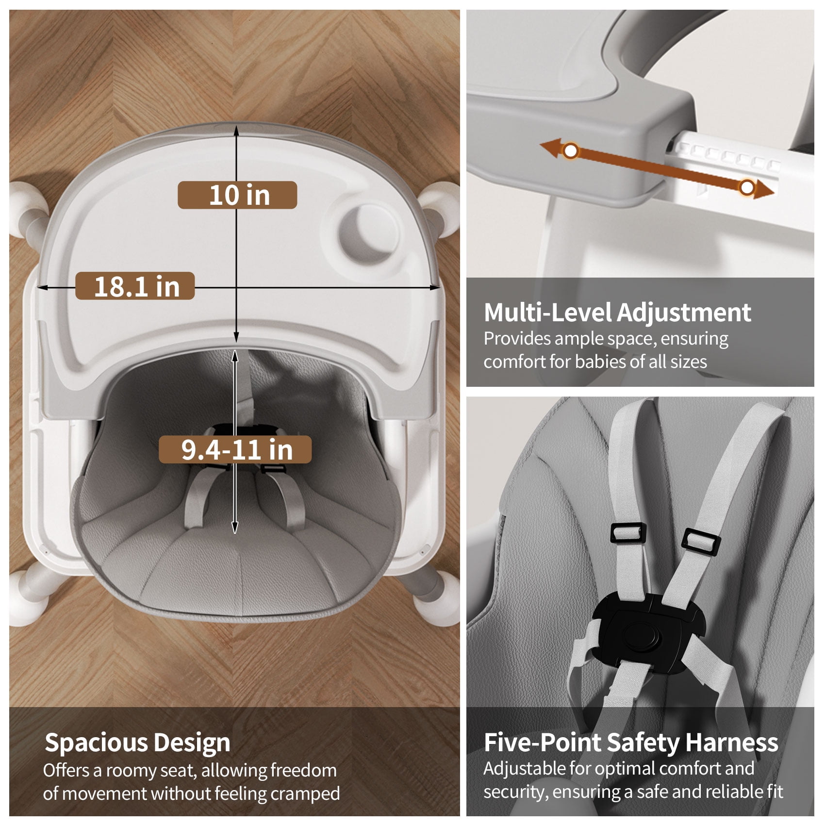 UNICOO® 7-in-1 Convertible Baby High Chair, Baby Chair, High Chairs for Babies and Toddlers, Portable High Chair for Babies & Toddlers 6 Months-6 Years (TX-KS-10-GW)