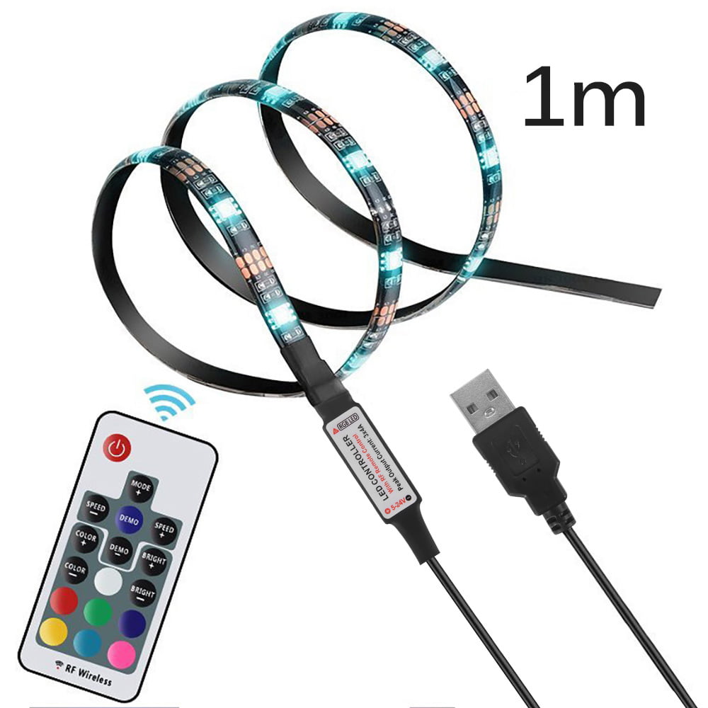 USB Cable Controller 5V 5050 LED RGB Strip Lights Bulbs For TV Power Bank PC 