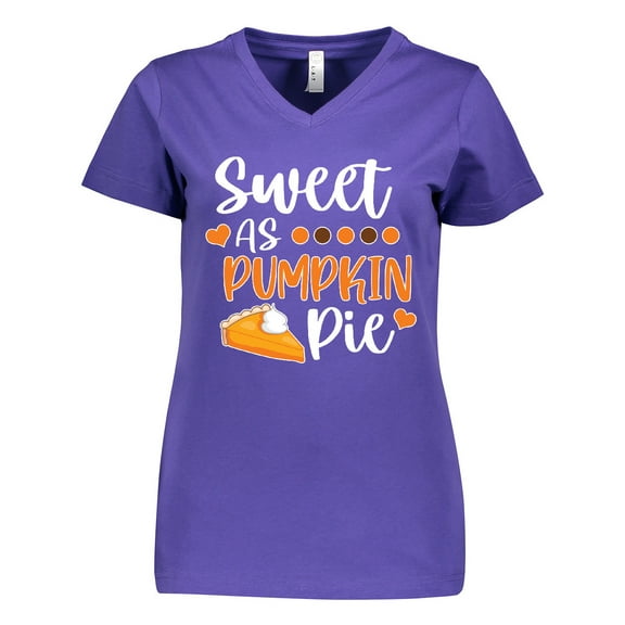 Inktastic Thanksgiving Sweet as Pumpkin Pie Women's V-Neck T-Shirt