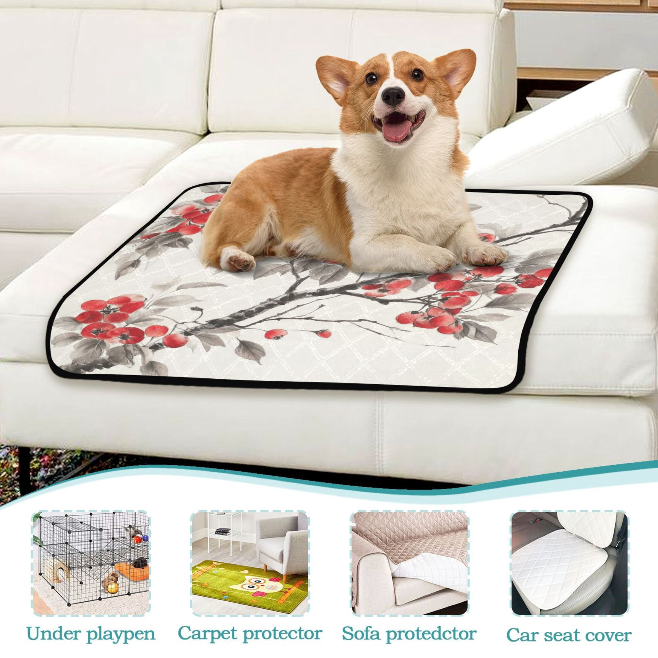 Qxltty Malus Spectabilis Cat litter Pads Pet Set of 2 Diaper Mats Center Anti-leakage Layer Absorbent Soft and Comfortable