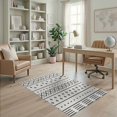 thumbnail image 2 of ODIKA 4'x6' Black White Striped Geometric Diamond Washable Area Rug Inspired Horizontal Band Design with Dotted Non-Slip, Chair-Friendly, Flatwoven for Home Office, Under Desk, 2 of 7