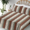 thumbnail image 3 of Ambesonne Hawaiian Fitted & Flat Sheet with Shams 4 Pcs Set, Palm Trees Traditional Art, Queen, Cinnamon Sage Green Ivory, 3 of 5