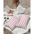 thumbnail image 3 of Pack of 2 Outdoor Pillow Covers, Pink and White Stripes Waterproof Square Throw Pillowcase Cushion Decorative Pillow Covers for Couch Patio Tent, 20x12 in, 3 of 6