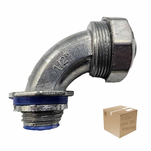 20 Pzs Conector Curvo P/ Tubo Liquidtight Aluminio 1/2 Pulg verde 1/2 pulgadas