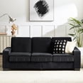 thumbnail image 2 of Corduroy Fabric With Cup Holders - 83.86" 3 Compressed Couch For Bedroom, Living Room, Office, Black, 2 of 6