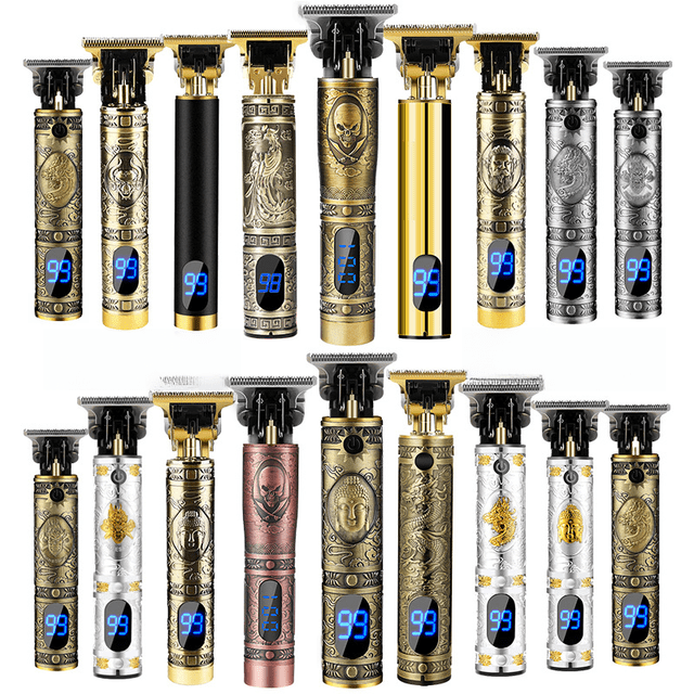 Tijeras eléctricas con cabezal de Buda, cabezal de empuje con aceite degradado blanco, cabezal de tijera de empuje, cortadora de cabello profesional con muesca de empuje para peluquería