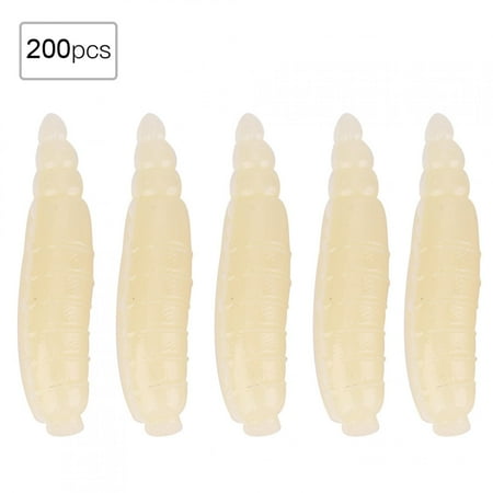 200pcs 17mm Small Artificial Maggot Grub Soft Lure LifE like Worms Fishing Baits Powodzenia