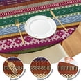 thumbnail image 4 of Purple Boho Tribal Stripes and Hearts Pattern Round Fitted Tablecloth with Elastic Edge,Dining Table Cover Waterproof,Outdoor Round Tablecloth for Camping,Dining,Indoor and Outdoor, 4 of 7