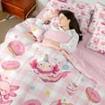 thumbnail image 4 of Erosebridal Cartoon Axolotl Bedding Sets King Size, Donut Cake Bedding King Size, Pink Plaid Buffalo Reversible Comforter Sets with Sheets, Super Cozy Bedroom Decorative, 7pcs, 4 of 6