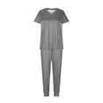 thumbnail image 7 of Jinhomg Women's Nurse Scrubs Set 2 Piece Casual Solid Scrub Suits Casual Loose Short Sleeve V-Neck Tunic Tops and Jogger Pants with Pockets Fall Saving Gray XXL, 7 of 7