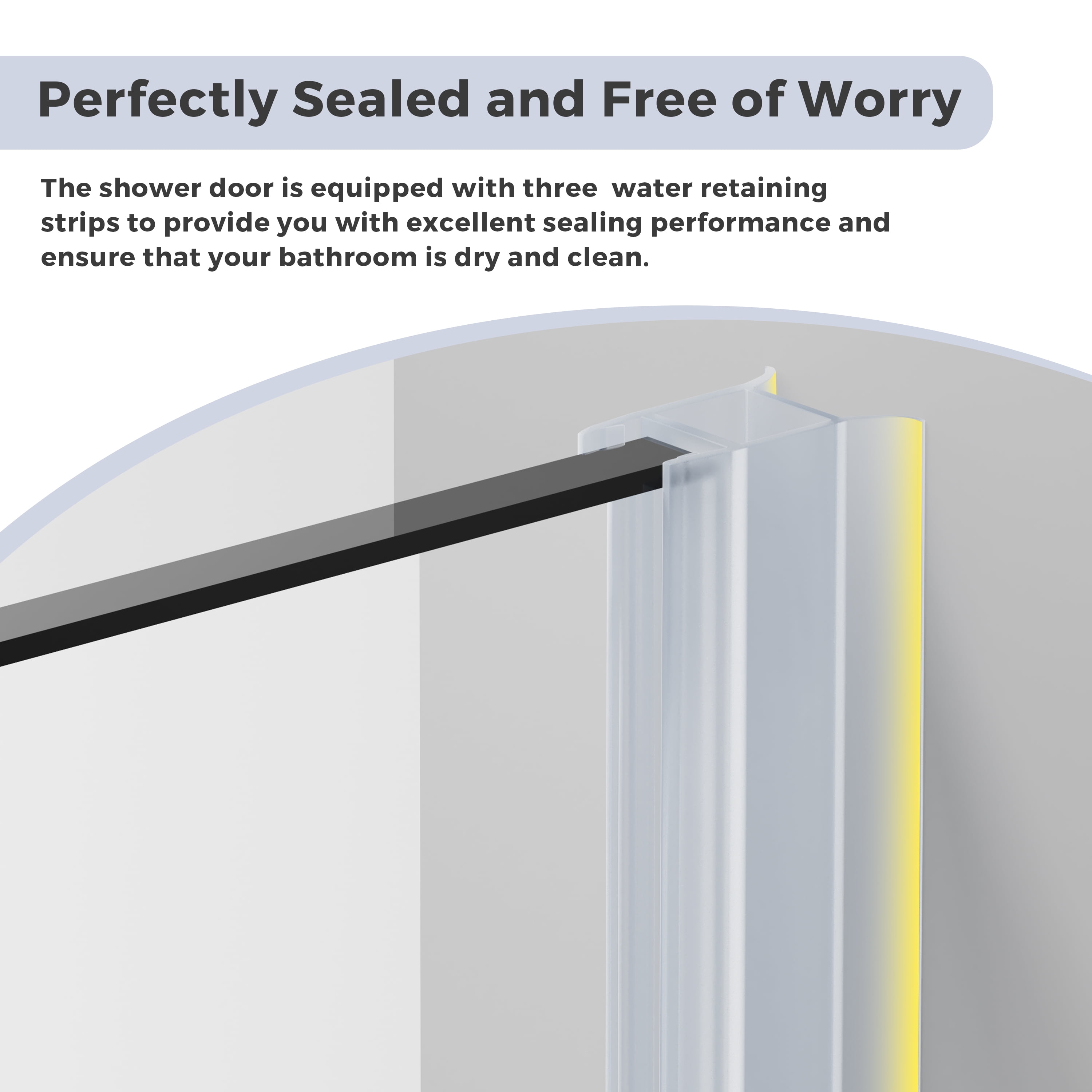 DELAVIN 56-60.in W x 75.in H Frameless Shower Door, Clear Tempered Glass, Stainless Steel Frame, Matte Black