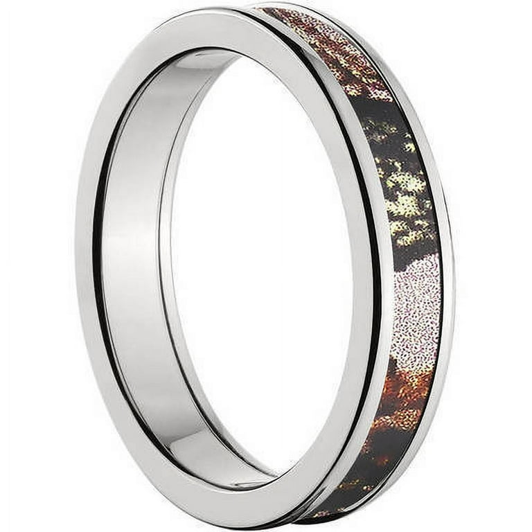 4mm Half-Round Titanium Ring with a Mossy Oak Pink Break Up Camo