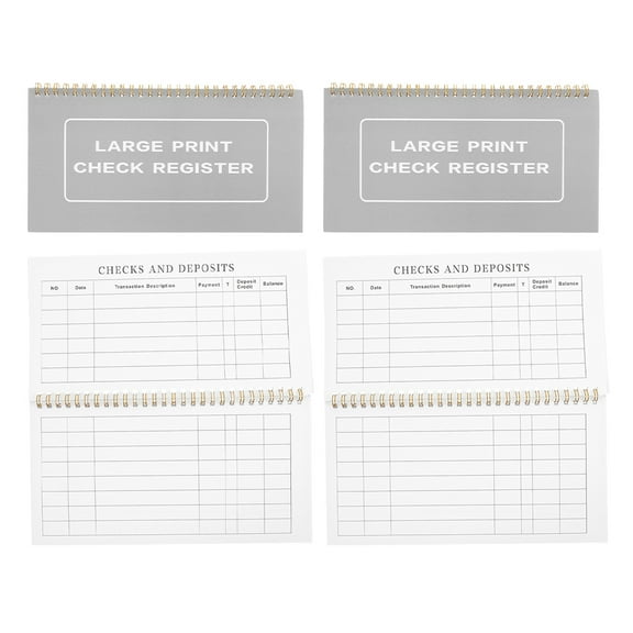 KALLORY 4Pcs Bank Transaction Register Book In Grey For Business Users And Travel