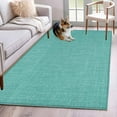 thumbnail image 2 of Vintage Teal Green Large Area Rugs for Bedroom Living Room, Soft Non Slip Carpet Bedside Rug, Farmhouse Retro Solid Color Linen Texture Rectangular Floor Cover Kitchen Accent Rug 3'x5' for Office, 2 of 9