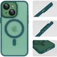 thumbnail image 6 of Compatible with iPhone 15 Plus Magnetic Frosted Case with Camera Lens Film Compatible with MagSafe Wireless Charging Case Men Women Translucent Matte Shockproof Phone Cover, Green, 6 of 14