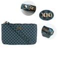 thumbnail image 2 of XOXO Women’s Large Teal & Black Gingham Saffiano Solid / Patterned Wristlet Wallet, 2 of 5