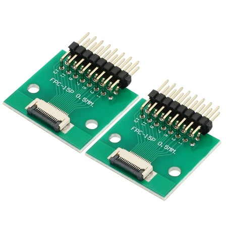 2pcs FFC FPC Connector Board 15 Pin 0.5mm Socket to 2.54mm Double Row Right Angle Pin Header Strip Adapter