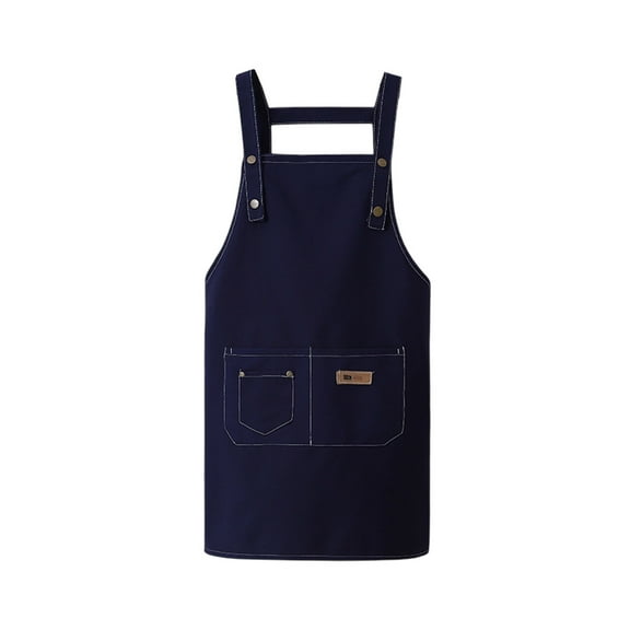 Beautynvta Heavy-Duty Cotton Canvas Apron with Adjustable Ties, Waterproof & Oil-Resistant Apron with 2 Pockets for Cooking, Baking, Grilling, Blue