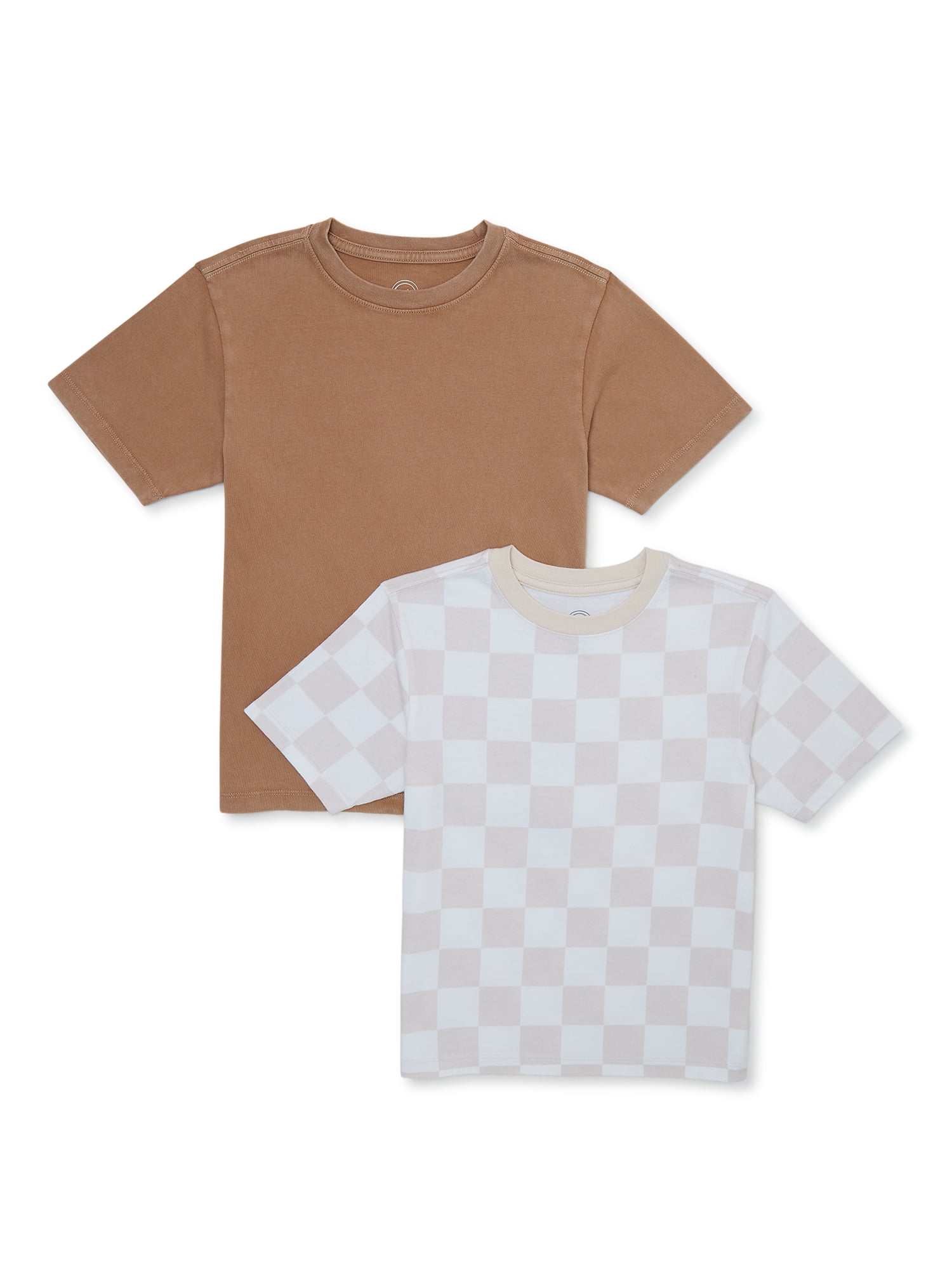 Wonder Nation Boys Short Sleeve Printed and Solid T-Shirt, 2-Pack, Sizes 4-18