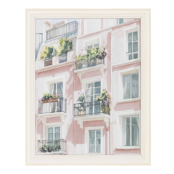 My Texas House Pretty Pink Balcony 16" x 20" Travel Framed Wall Art