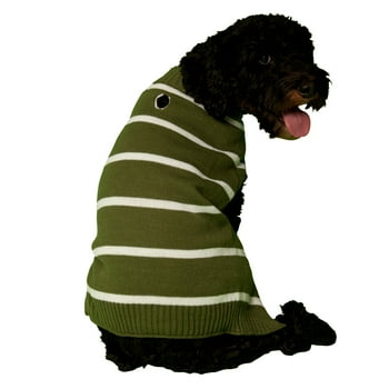 Vibrant Life Fall Forest Green Striped Dog Sweater