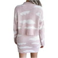 thumbnail image 3 of Women's Long Sleeve 2 Piece Knit Outfits Cloud Print Crop Top Mini Skirt Set Bodycon Sweater Dress Fall Clothes Set, 3 of 5