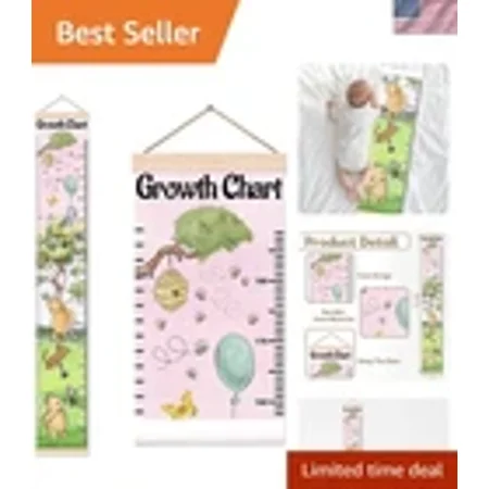 Baby Growth Chart Wall Art Decor, the Pooh Height Chart for Boys Girls, Pink ...