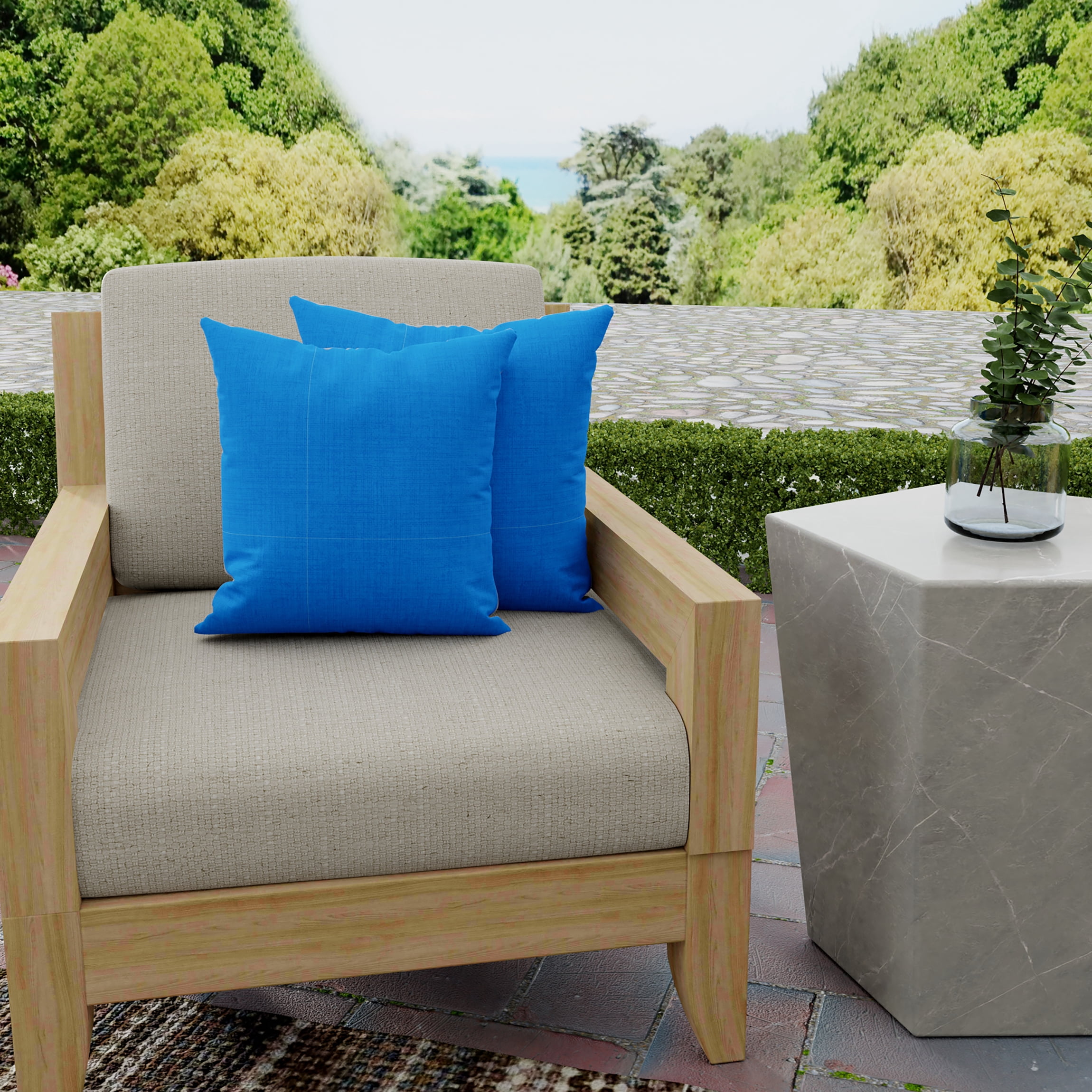 Jordan Manufacturing 18" x 18" Celosia Princess Blue Solid Square Outdoor Throw Pillow (2 Pack)