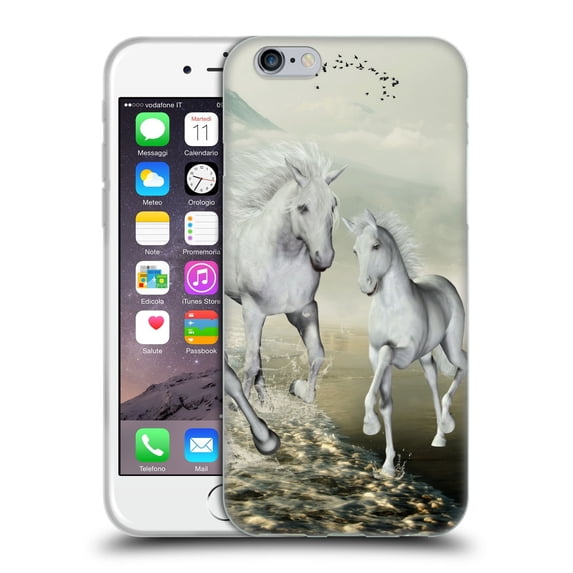 Head Case Designs Officially Licensed Simone Gatterwe Horses White On The Beach Soft Gel Case Compatible with Apple iPhone 6 / iPhone 6s