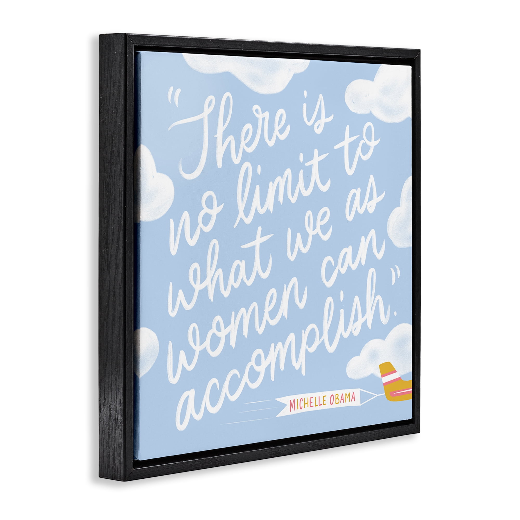 Stupell Industries Women Accomplishment Quote Text & Numbers Painting Black Floater Framed Canvas Art Print Wall Art, 25 x 25