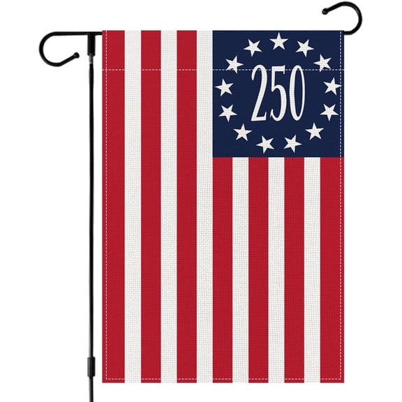 250 Years America Anniversary Double-Sided Garden Flag, 12x18 Inch Patriotic Outdoor Independence Day Yard Decoration
