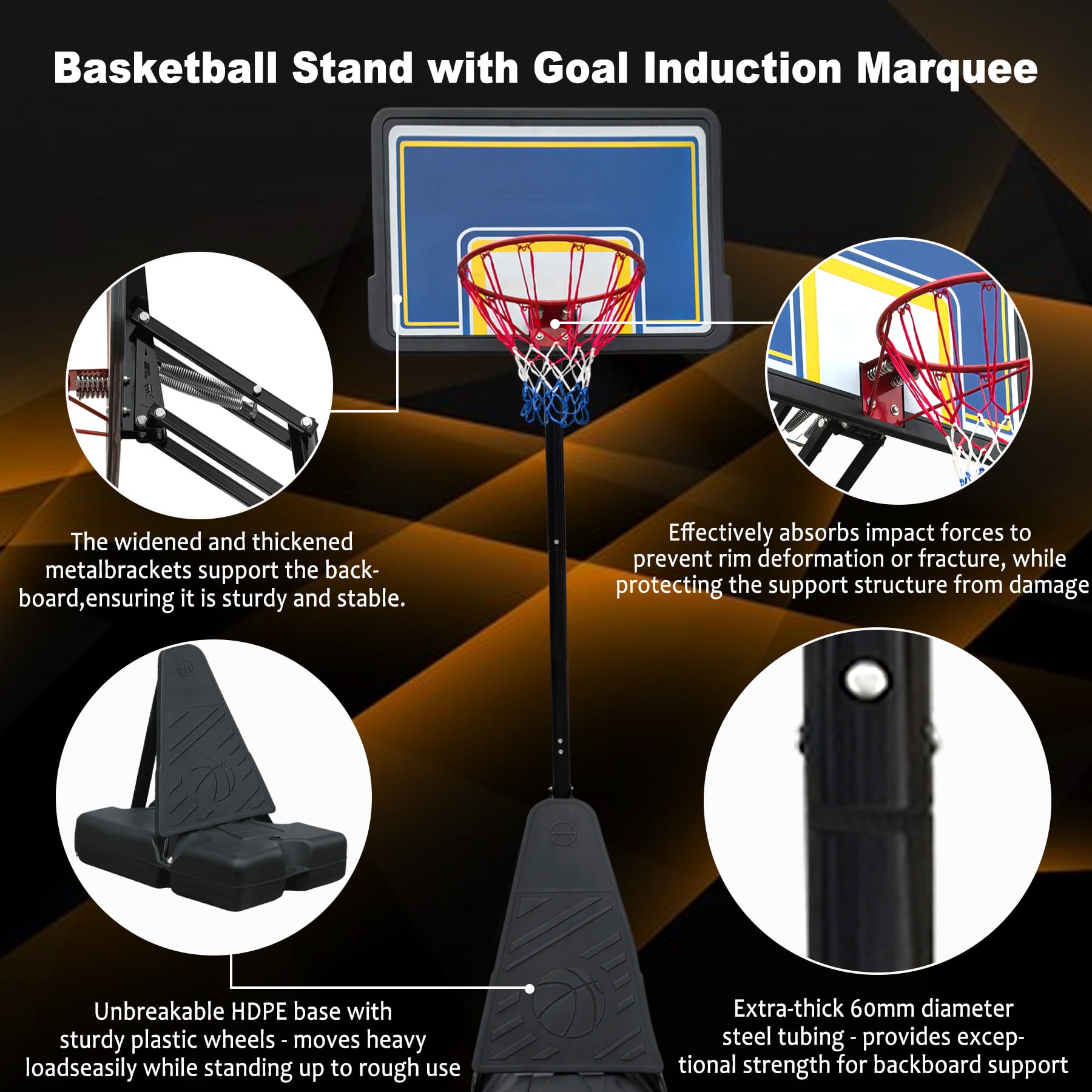 Professional Portable Basketball Hoop System,39" Shatterproof Backboard Height Adjustable 8.04-10.01 ft, Rebound Board Sand/Water Fillable Base,Indoor & Outdoor Use