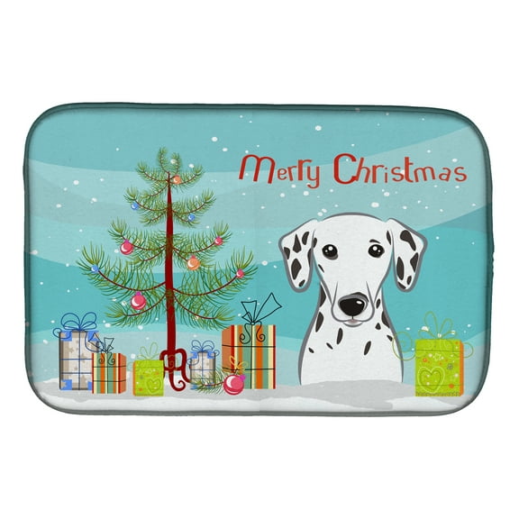 Christmas Tree and Dalmatian Dish Drying Mat