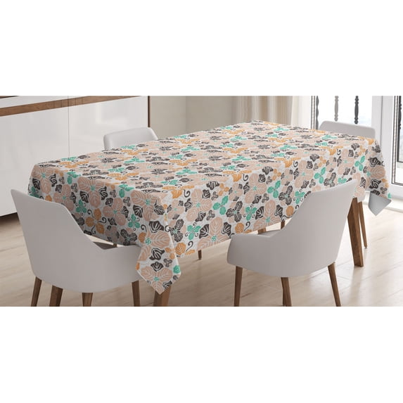 Floral Tablecloth, Spring Garden Themed Illustration with Blossoming Bedding Plants Abstract Petals, Rectangle Satin Table Cover Accent for Dining Room and Kitchen, 60" X 90", Multicolor, by Ambesonne