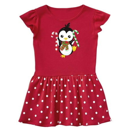 

Inktastic Cute Penguin Penguin With Candy Cane And Scarf Gift Baby Girl Dress