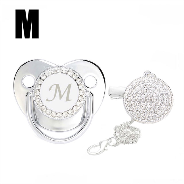 DPTALR Baby Pacifier 26 Letter Name Initial Clip Silicone Infant Nipple Bling Newborn Pacifier