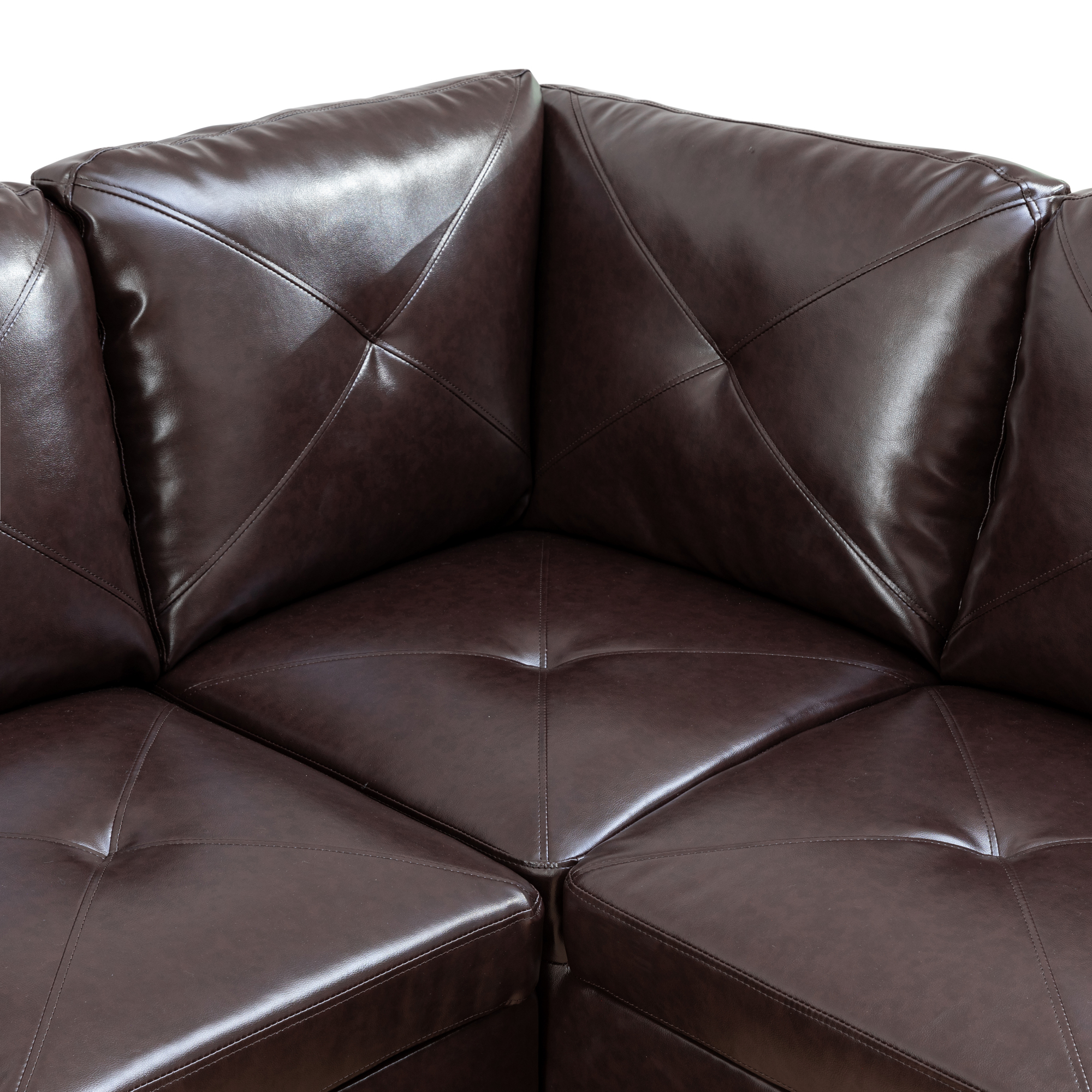 MAYEERTY 97" Faux Leather Sectional Sofa, 2-Piece Couch Living Room Sofa Set without Ottoman, Brown (Right)