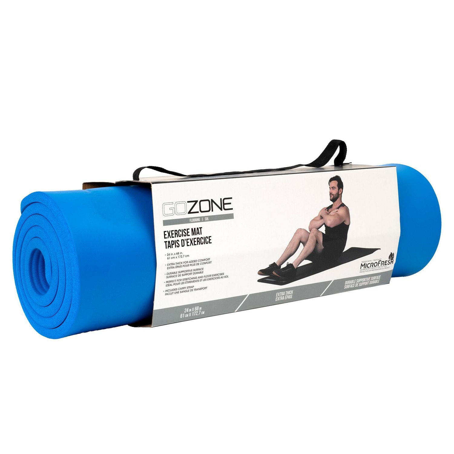 Tapis d’exercice GoZone avec sangle de transport Avec technologie MicroFresh