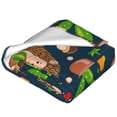 thumbnail image 4 of Bingfone Cute Hedgehogs Cactus Blue Print Flannel Fleece Blanket Throw Blanket For Bed,Sofa,Couch,Travel,Camping(80"X60"), 4 of 9