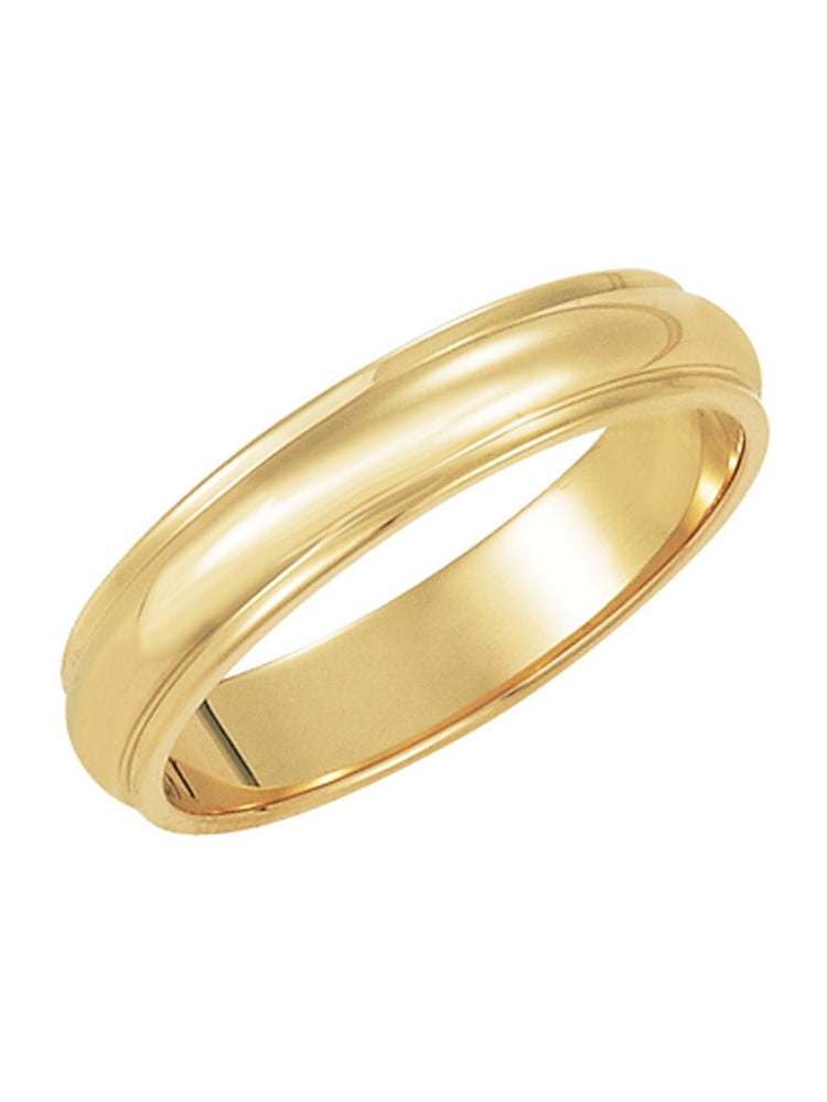 14k Yellow Gold 4mm Engravable Half Round with Edge Band