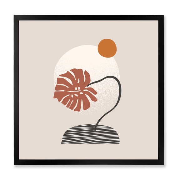 Designart 'Abstract Geometry Shapes and Tropical Palm Leaf III' Modern Framed Art Print