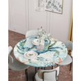 thumbnail image 4 of Retro Marine Ocean Crab Starfish Fitted Round Tablecloths Elastic Edged Table Covers 45"-54",Seaweed Nautical World Map Waterproof Dining Room Kitchen Table Cloth for Holiday Party Tables Decor, 4 of 8