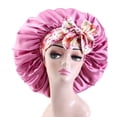 thumbnail image 3 of Curly Braid Hair African Headscarf Hat Ethnic Style with Head Tie Band Printing Silky Night Sleeping Cap Wide Edge Wrap Bonnet Large Satin Bonnet Women NAVY BLUE, 3 of 8