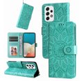 thumbnail image 1 of Mantto for Samsung Galaxy A53 5G Wallet Case,[Kickstand][Wrist Strap][Card Holder Slots] Flower Floral Embossed PU Leather Flip Cover for Galaxy A53 5G Case, Green, 1 of 9