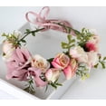 thumbnail image 2 of Corona floral Diadema Corona de flores Corona Corona para el cabello Guirnalda para el cabello Flor Halo Tocado floral Boho con cinta Fiesta Boda Festival Rosa, 2 of 5