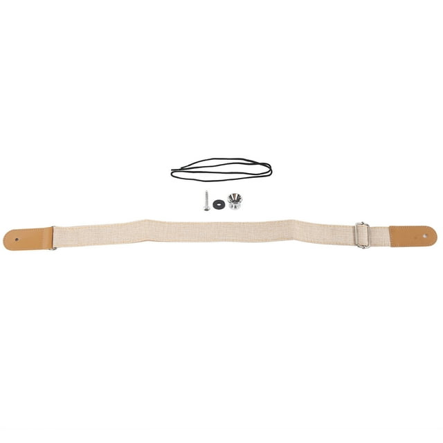 Ukulele Strap Cotton and Linen Adjustable Belt with Sliding Buckle End Button AccessoriesBeige