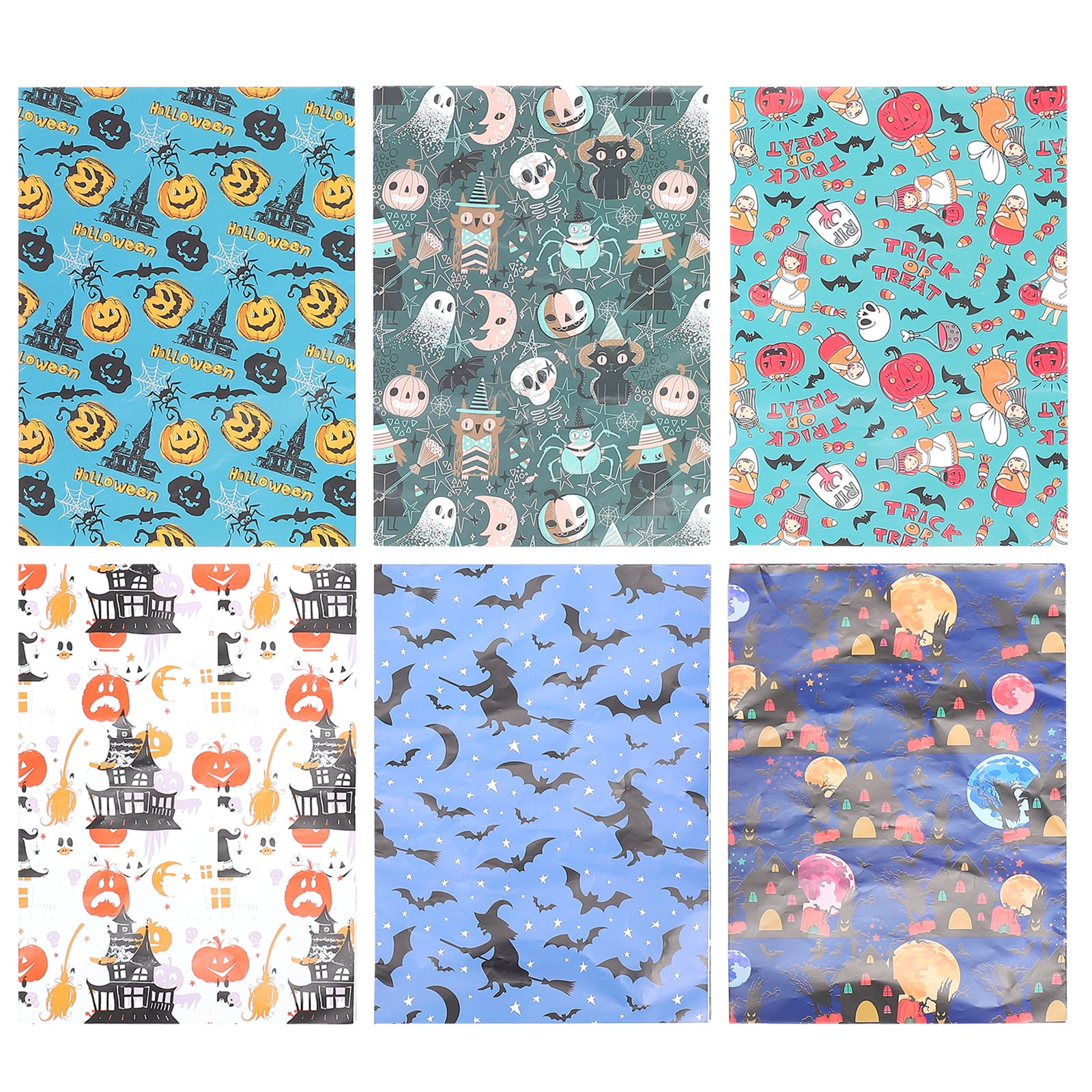 6 Sheets Halloween Wrapping Paper Floral Wrapping Paper Gift Packing Paper Mixed Style