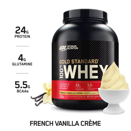 Optimum Nutrition Gold Standard 100% Whey Protein Powder, French Vanilla Creme, 24g Protein