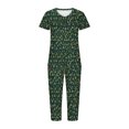 thumbnail image 3 of Mgmyaa Womens Pajamas Set Short Sleeve V-Neck Top Cropped Pants Casual Sleepwear with Pockets Home Clothes Comfortable 2 Piece Nightwear, 3 of 5