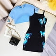 thumbnail image 2 of Gelikeya Girls 2 Piece Butterfly Graphic Camisole Pencil Dress with Short Sleeve Crop Tee Top Set Summer Cute Outfits 5-14Y (Light Blue, 7-8 Years), 2 of 5